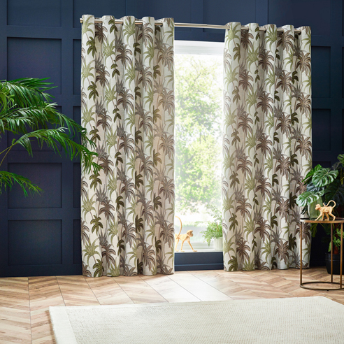 Galapagos Eyelet, Green - Ready Made Curtains - Image 3